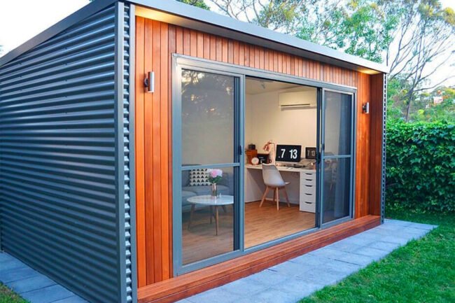 stylish modern shipping container home office